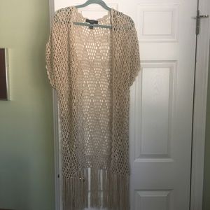 Boho Beige Crocheted Kimono/Shawl